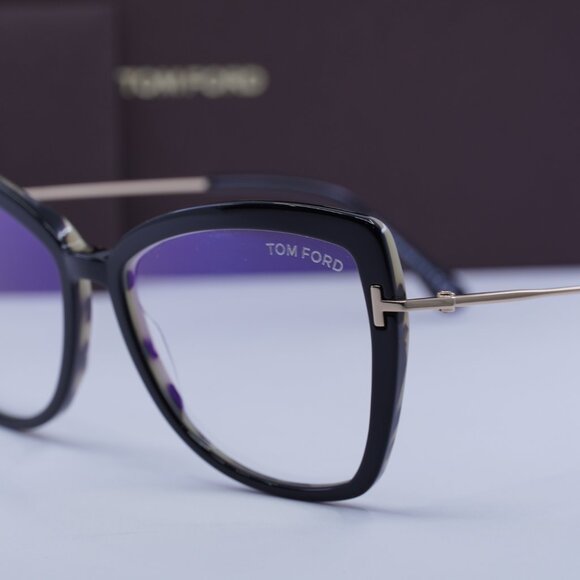 Tom Ford FT5882-B 005 Butterfly Eyeglasses 55mm - Black Gold - Picture 6 of 9